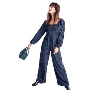 Madewell Lucie Carmine Tie Back Blue Floral Jumpsuit Size 8